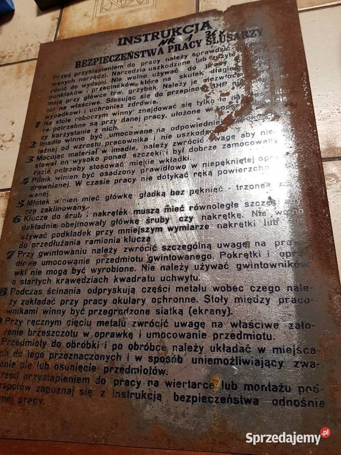 Lata 70teZ kolekcjiTablica BHP z PRLu Gorzów Wielkopolski