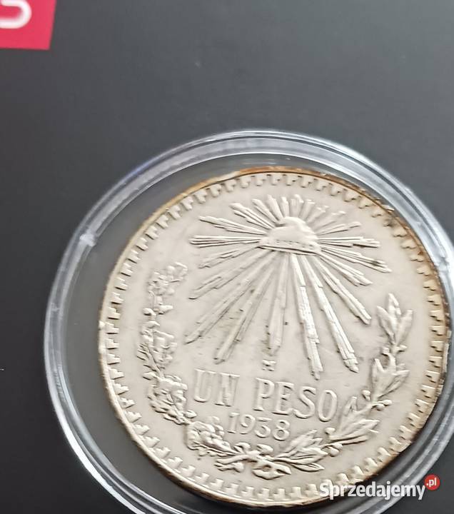 1 Peso Meksyk 1938 r Srebro oryginał piękne