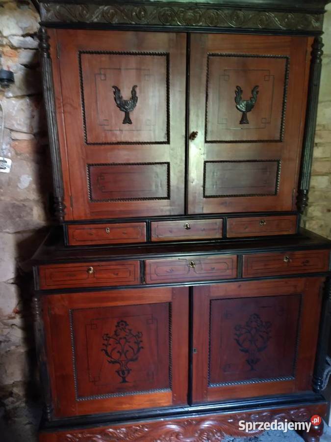 Kredens antyczny Mahagoni XIX Wleń - Sprzedajemy.pl