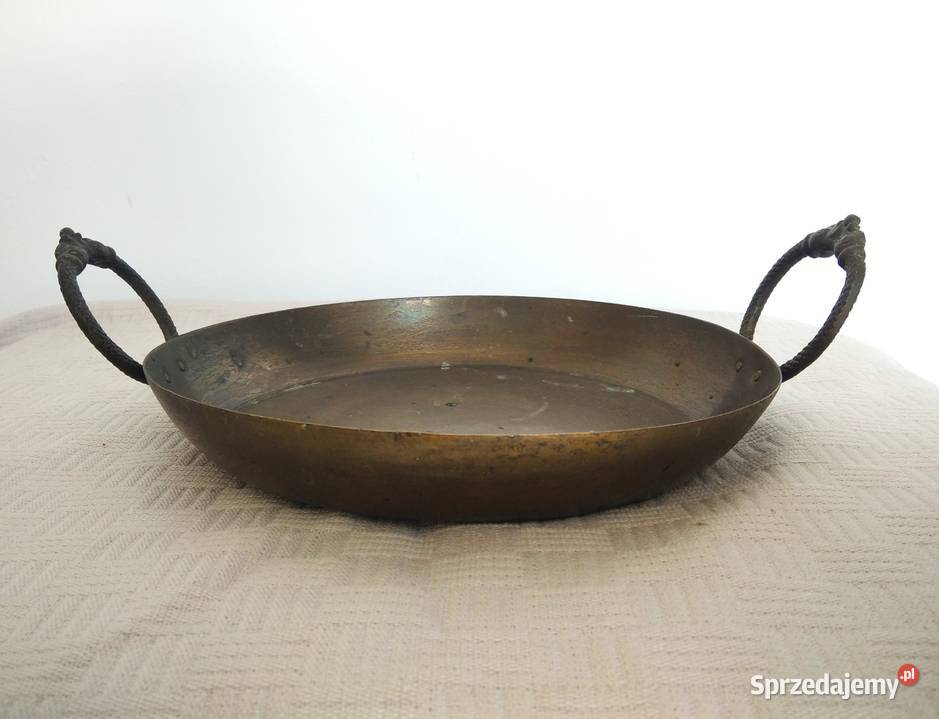 Stara mosiężna miedziana patera z dekoracyjnymi Gdańsk