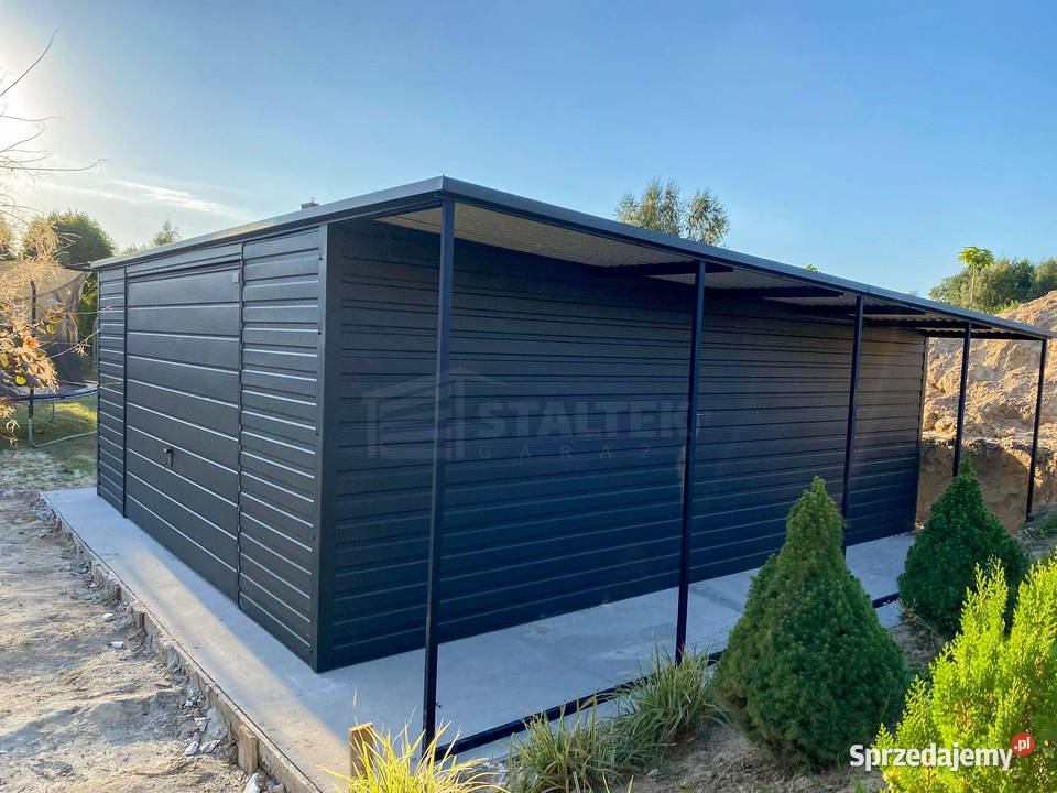 Garaż blaszany 5x6m wiata 1m brama antracyt dach Łódź