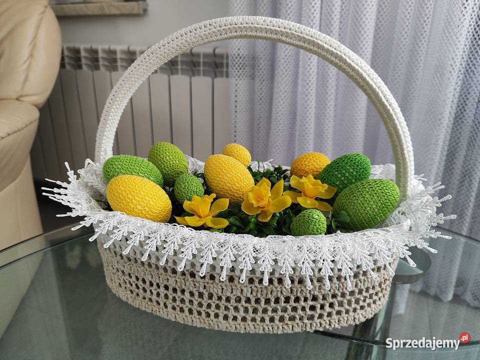 Koszyk szydelkowy Wielkanocny z serwetka i Ropczyce sprzedam