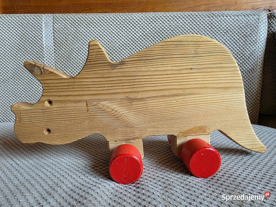 Erzi duży drewniany dinozaur na kółkach Kraków sprzedam