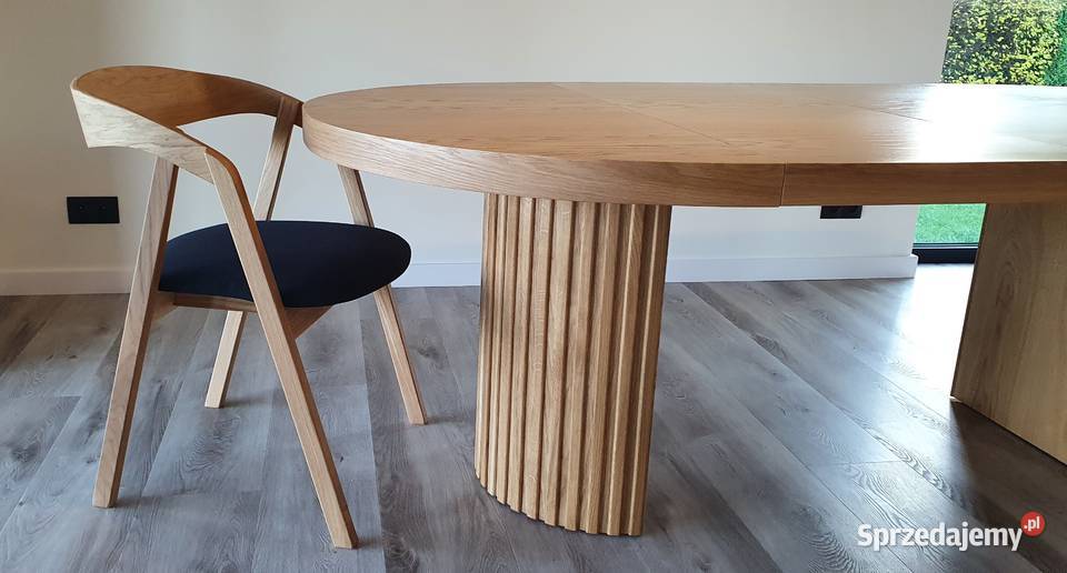 Nowoczesny stół dębowy okrągły rozkładany lamele 75cm Stoły Krosno