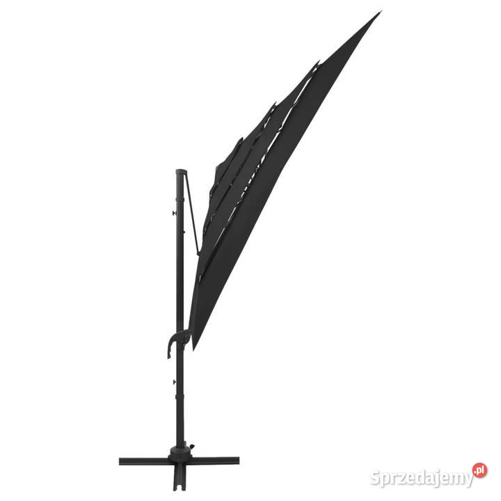 4poziomowy parasol na aluminiowym słupku czarny Pozostałe Warszawa