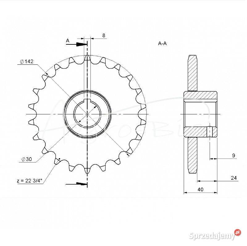 Koło łańcuchowe rozrzutnik Z22 FI30mm 34 Biała Podlaska