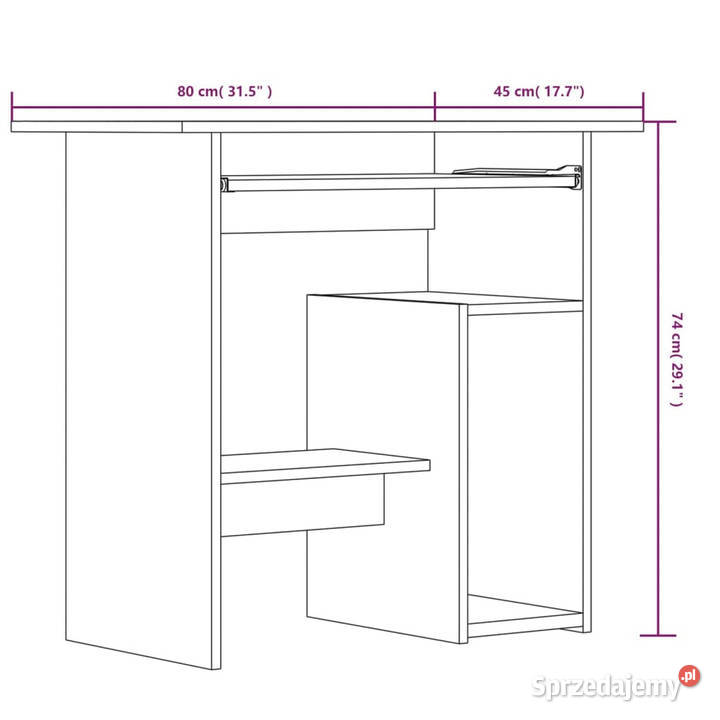 Biurko brązowy dąb 80x45x74 materiał Warszawa