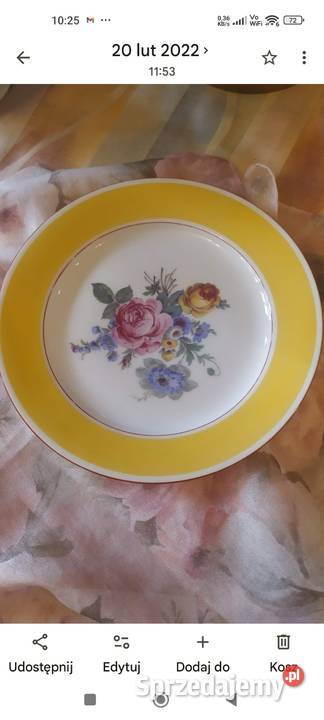 Talerz paterka porcelana Bavaria żółty pas Wrocław