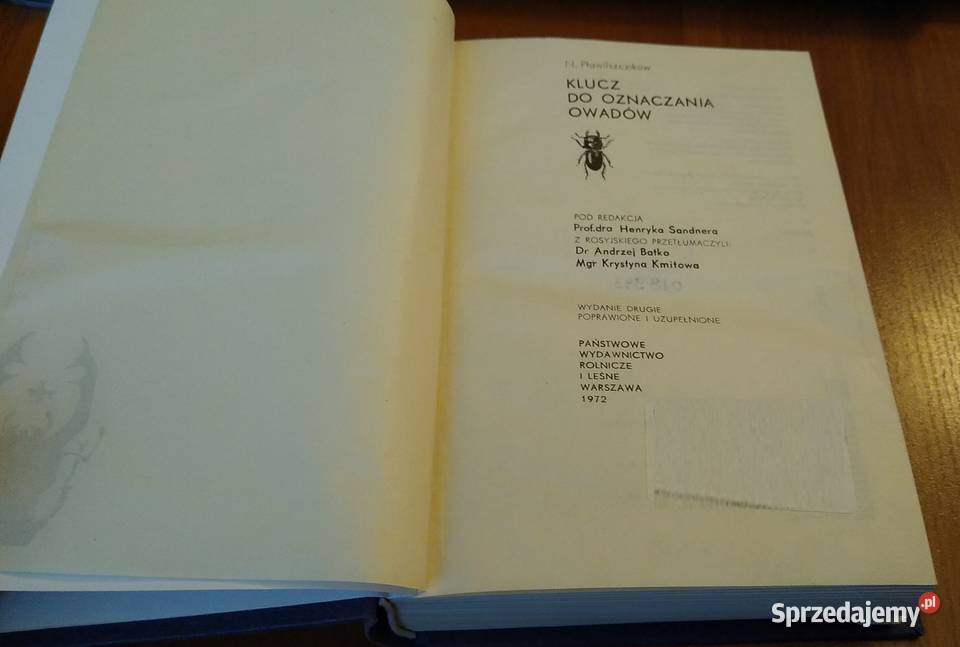 Klucz do oznaczania owadów N Pławilszczikow wyd