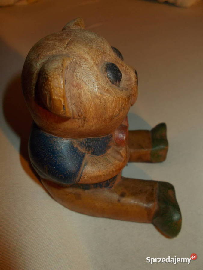 Miś drewniany figurka vintage wielkopolskie sprzedam