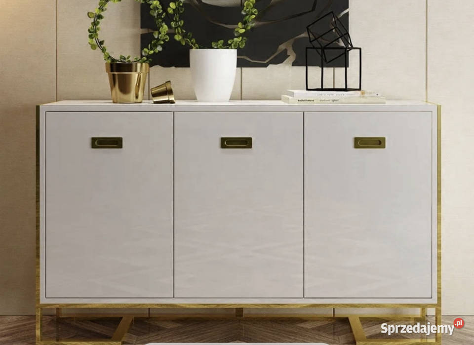 Komoda biała złota ze stali nierdzewnej Anew