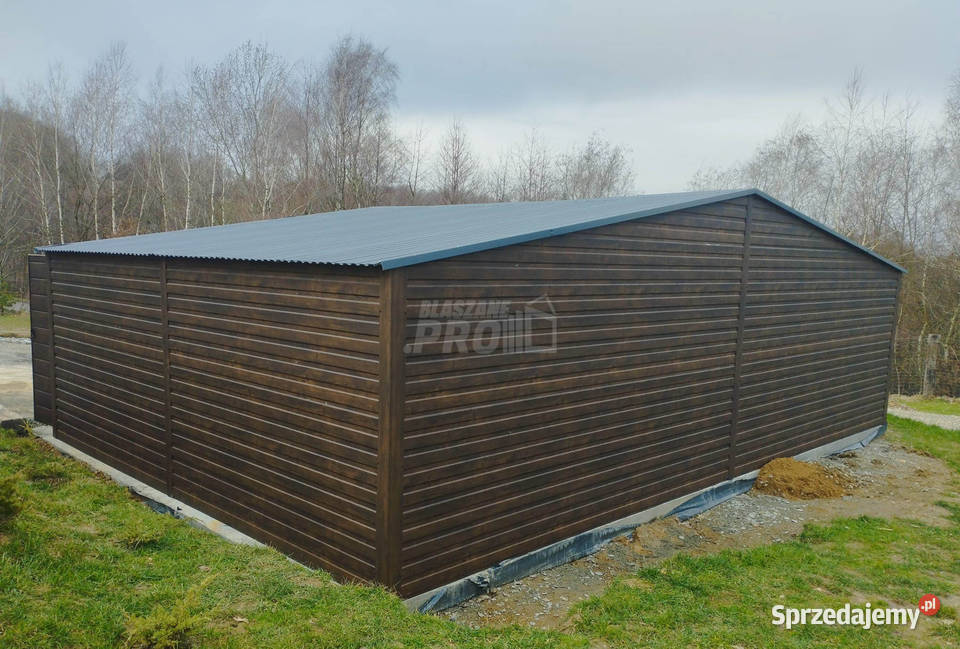 Garaż blaszany 9x6 2x Brama uchylna drzwi okno