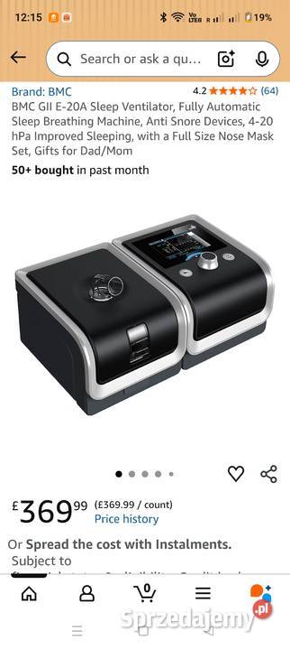 Aparat Maszyna CPAP z nawilżaczem BMC GIIE20A mazowieckie Warszawa