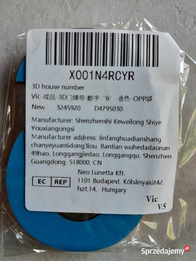 Samoprzylepny numer 3 dekoracja na drzwi pokój 6 śląskie Dąbrowa Górnicza