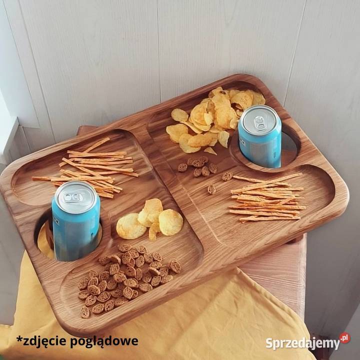 Taca patera deska dębowa stolik śniadaniowy