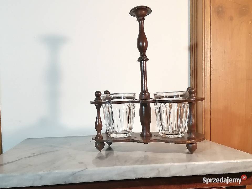 Antyczny drewniany koszyczek stołowy na oliwę i Kraków