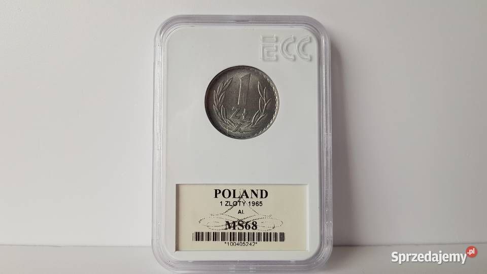 1 złoty 1965 MS68 holder GCN ECC PRL Dąbrowa Górnicza