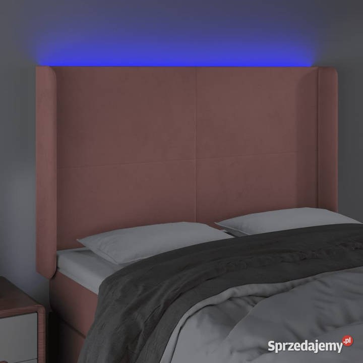 Zagłówek do łóżka z LED różowy 147x16x118128 mazowieckie Warszawa