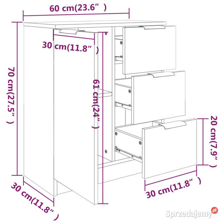 Komody 2 brązowy dąb 60x30x70 materiał mazowieckie Warszawa