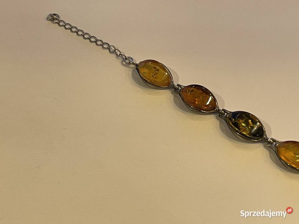 Srebrna bransoletka z bursztynami 156g Kraków