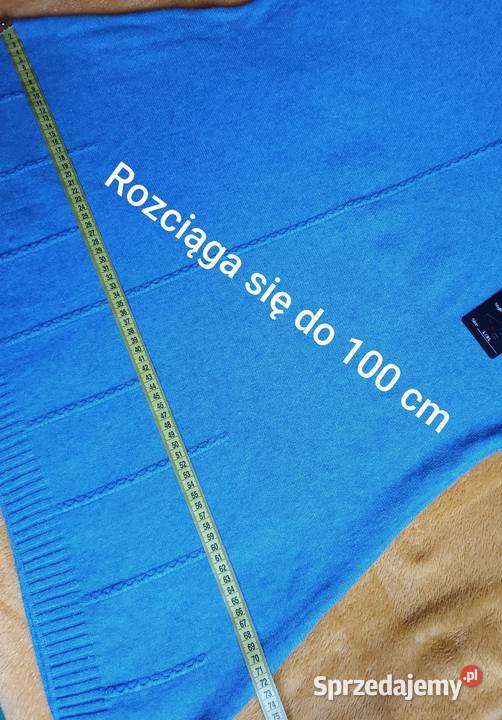 Niebieska tunika sweterek z ozdobnym szalem Cieszyn sprzedam