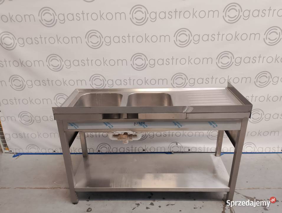 Stół z 2 zlewami z półką 130x50x85 Biznes i Przemysł Wrocław