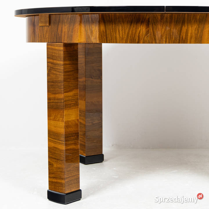 Owalny stół art deco stary rozkładany orzech Swarzędz