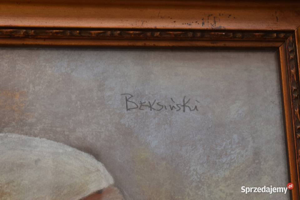 Beksiński Pastel na Kartonie Szkłem Stary Obraz małopolskie Kraków