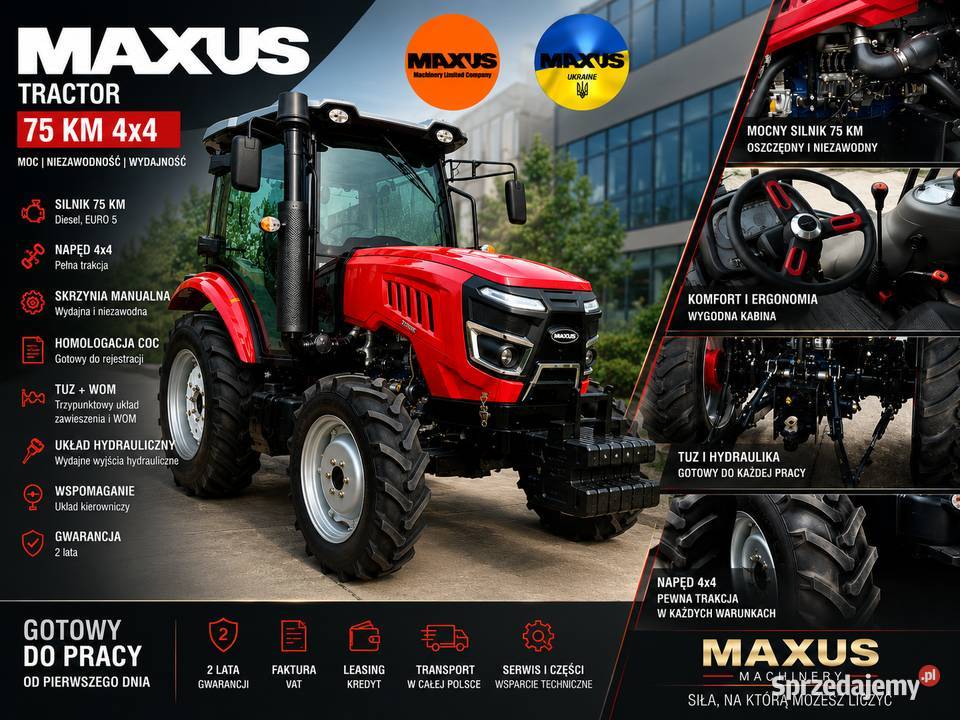 NOWY MAXUS TRACTOR 75 44 EURO 5 COC Gwarancja Aleksandrów Łódzki