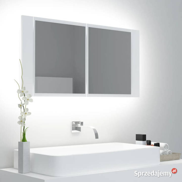 Szafka łazienkowa z lustrem i LED biała 90x12x45 Warszawa sprzedam