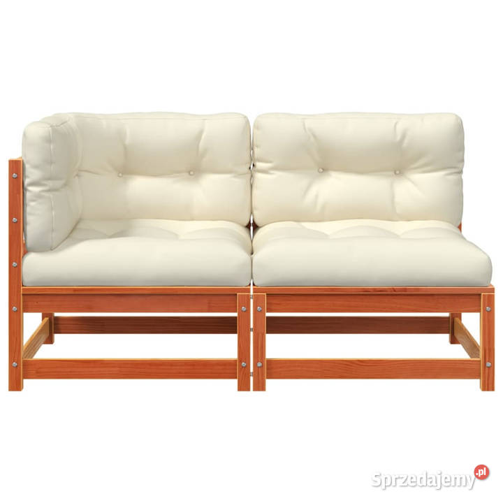 2osobowa sofa ogrodowa z poduszkami woskowy brąz