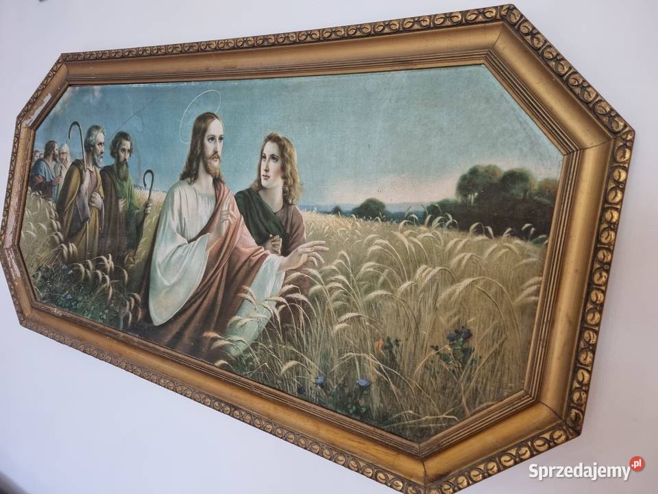 Stary obraz religijny w drewnianej ramie ok Radzionków