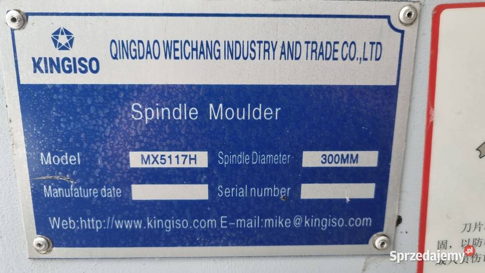 Frezarka dolnowrzecionowa KINGISO MX5117H pomorskie Karsin sprzedam