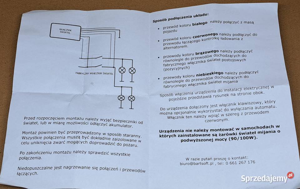 AUTOMATYCZNY WŁĄCZNIK ŚWIATEŁ MIJANIA BARTSOFT Mielęcin