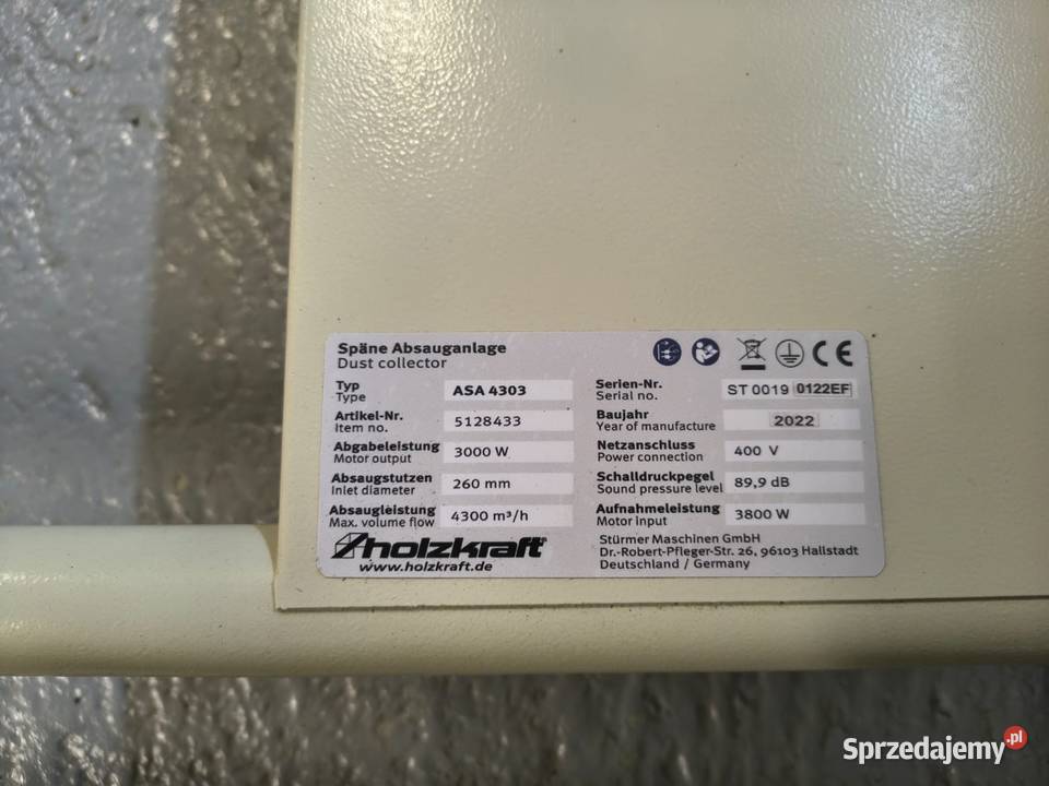 Odciąg wiór trocin Holzkraft Asa 4303 22r Gorlice