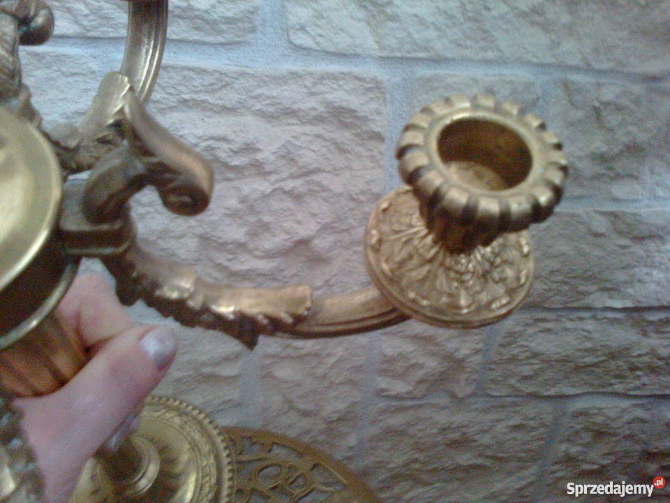 Stary ciężki masywny lany kandelabr świecznik z