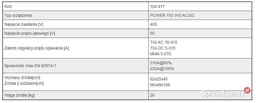 spawarka WELDMAN power TIG 315 synergia ACDC Opatów