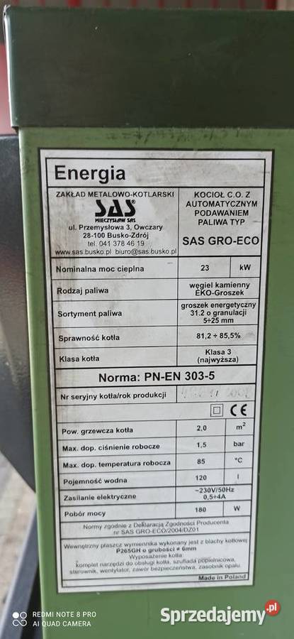 Sprzedam piec CO Sas 23kW Radom
