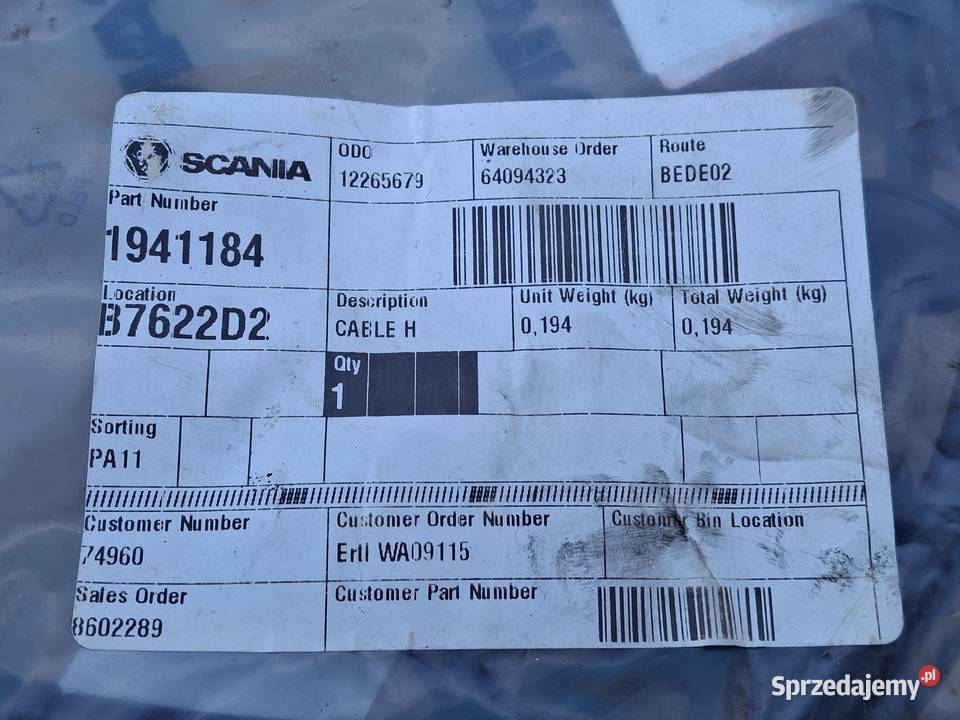 SCANIA INSTALACJA ELEKTRYCZNA WIĄZKA PRZEWODY ciężarowe Bieleń