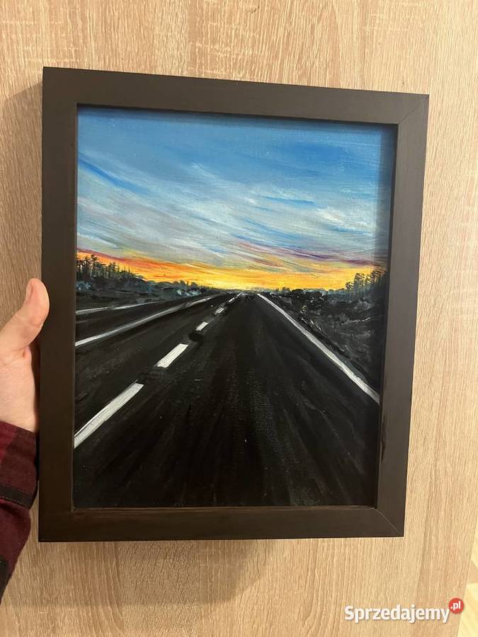 Na horyzoncie olej na płycie malarskiej 24x30 Świebodzin