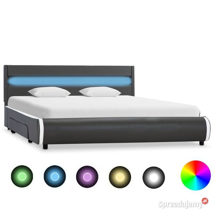 vidaXL Rama łóżka z LED, antracytowa, 284981