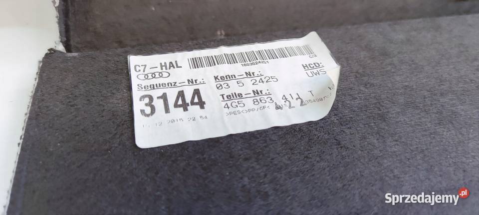PÓŁKA TYLNA TYŁ AUDI A6 C7 LIFT SEDAN 4G5863411T Przystajń