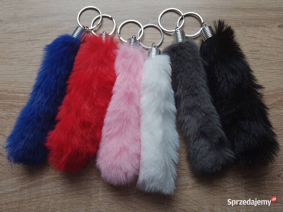 Brelok pompon futerko ogon długi różne kolory Chrzanów