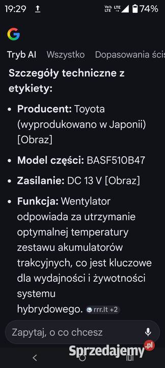 BASF510B47 G923012020 dmuchawa toyota prius e21 Wołomin
