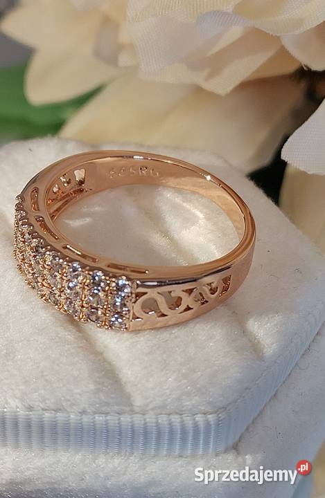 Pierścionek z cyrkoniami Różowe złoto 585 Gliwice
