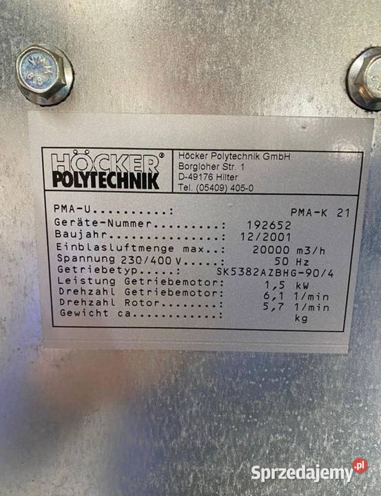 Wyciąg trocinodciąg pyłufiltr Hocker Polytechnik Zdziechowice