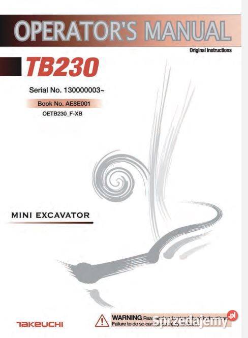 Takeuchi TB260 TB230 TB285 TB290 instrukcja motoryzacja, transport Poradniki, albumy i reportaże Kielce