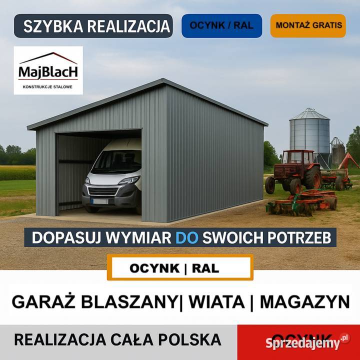 JEDNOSPADOWA Ocynkowana Wiata Hala Garaż Łódź