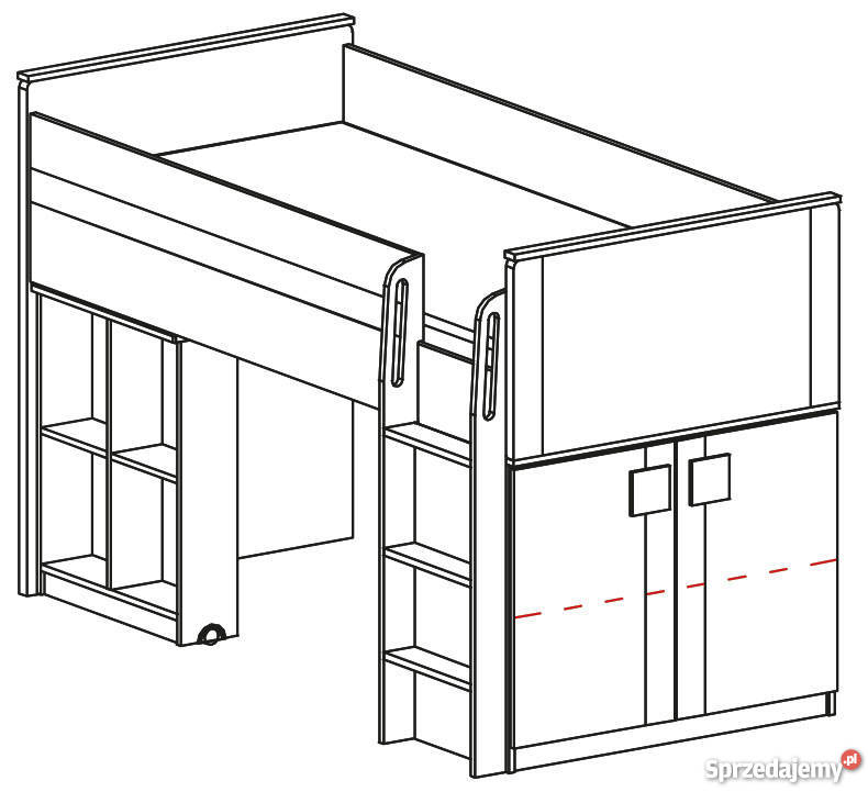 Łóżko piętrowe GUMI G19 dwie szafki biurko