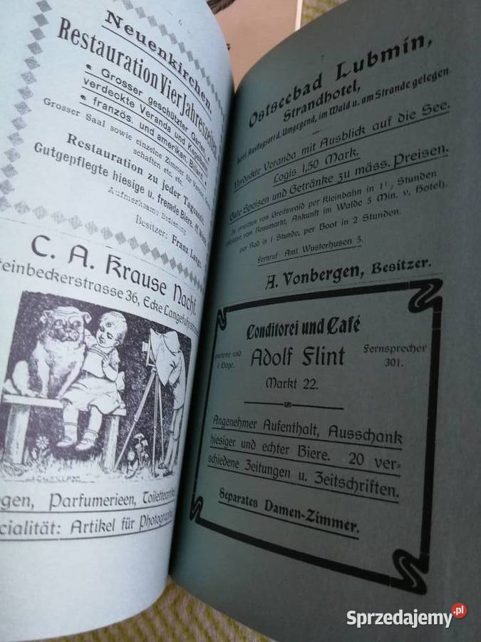 Niemiecki przewodnik Greifswald Gryfia i mapy